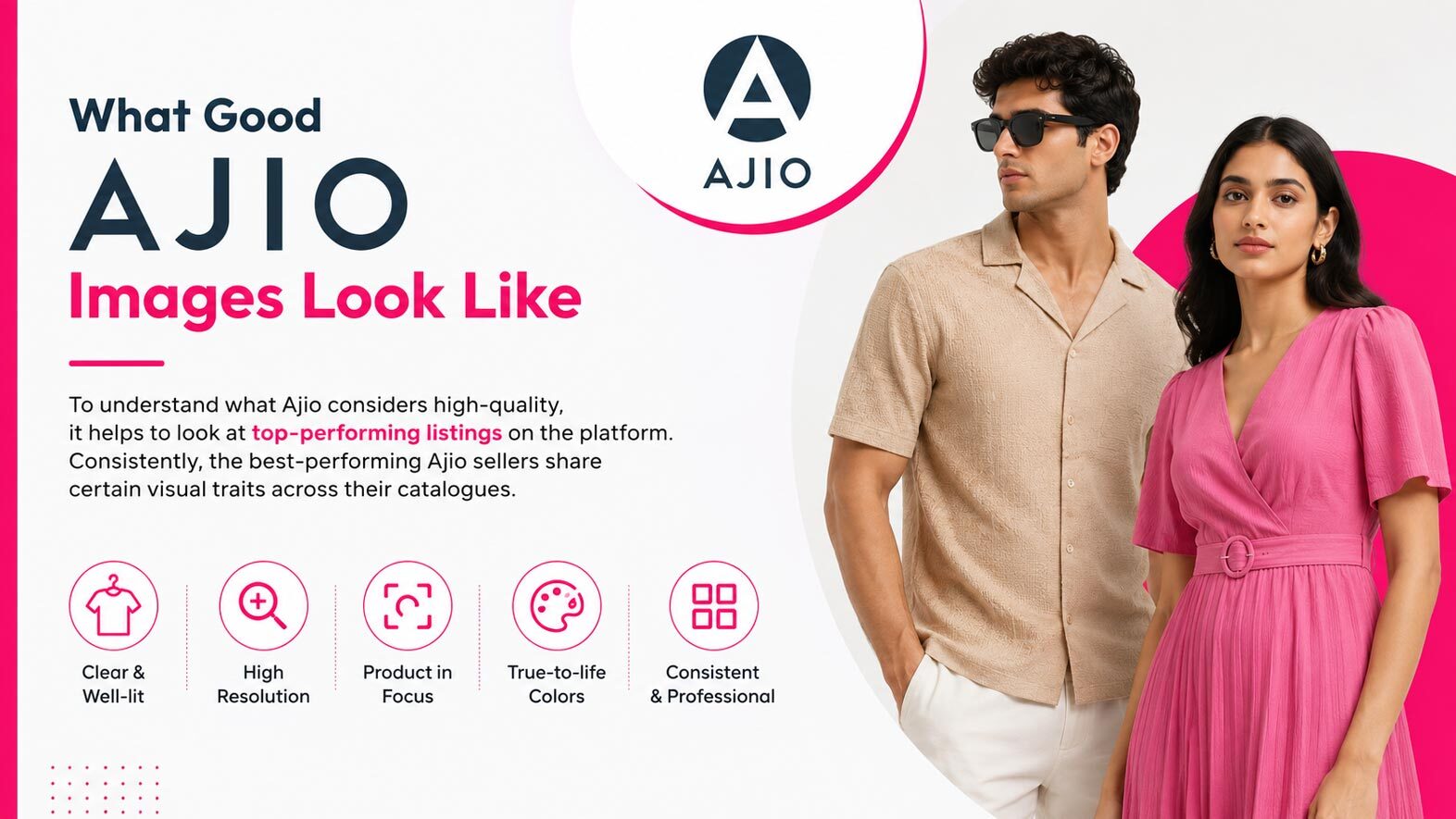 High-quality flat lay photography of folded ethnic kurta with fabric texture visible, white background, product centered with 90% frame coverage for Ajio listing compliance