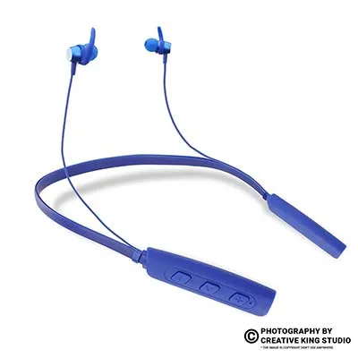 Ckstudio shot of blue wireless earphones on white background — Mobile Accessories Shoot