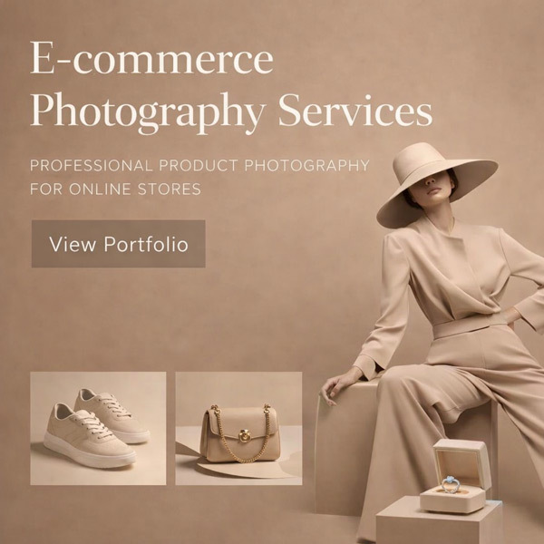 Ckstudio shot of beige sneakers, handbag, and ring on neutral beige background — E-Commerce Photography