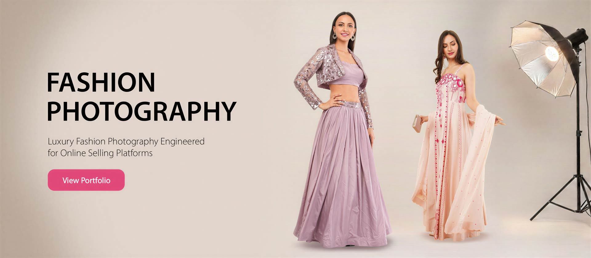 two models wearing elegant dresses, studio backdrop, shot — Ckstudio; Fashion Photography