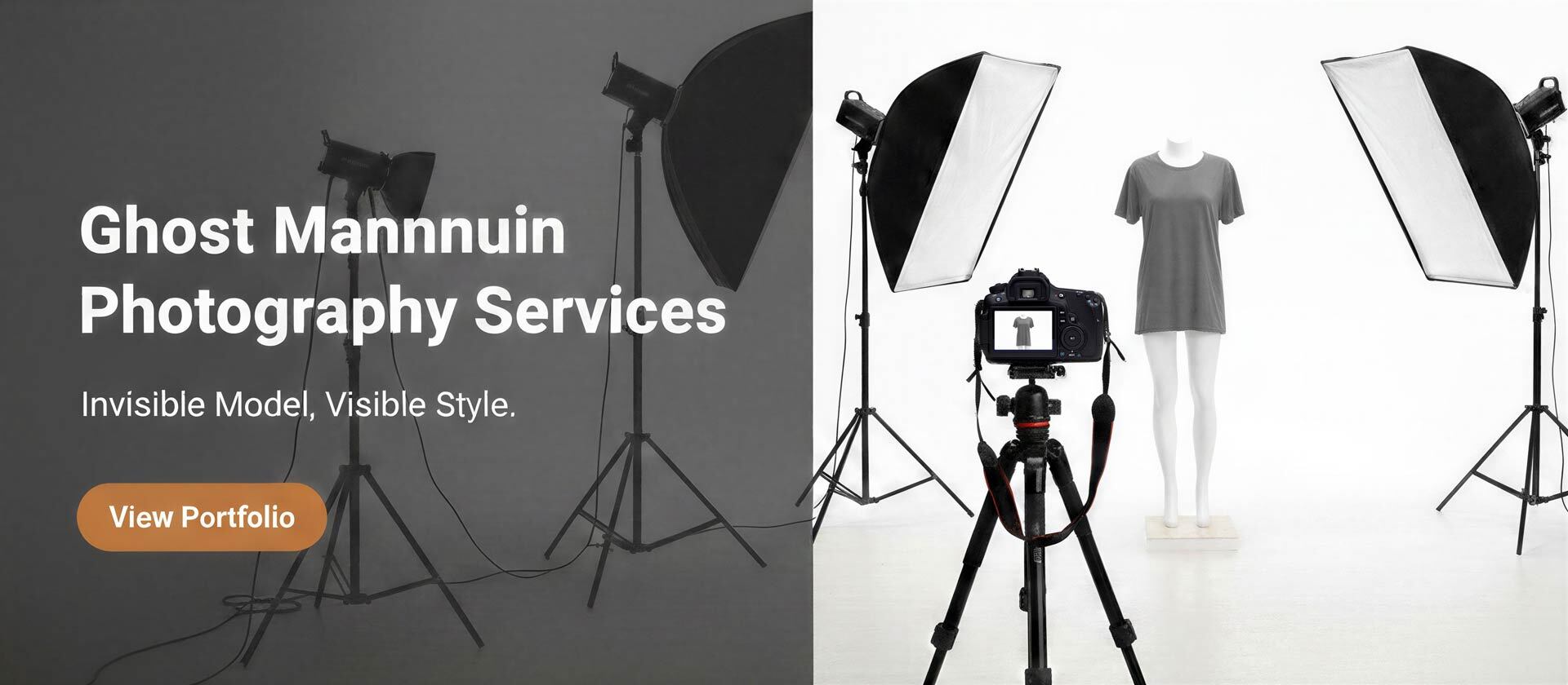 A shot of ghost mannequin wearing a gray t-shirt on white background — Ckstudio Ghost Mannequin photography