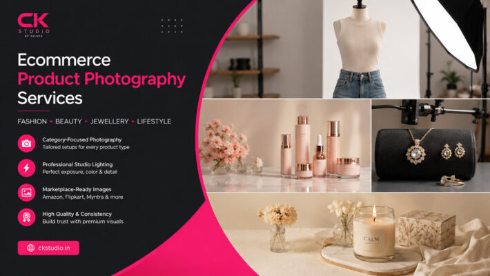 Ecommerce product photography services setup for fashion, beauty, jewellery and lifestyle products in a professional Indian photography studio