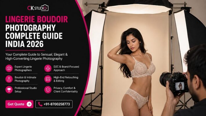 Professional lingerie photography setup at an Indian standard ecommerce photography studio with soft