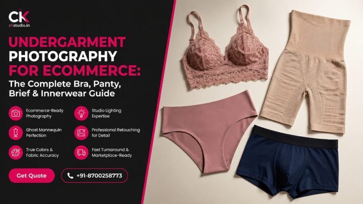 Undergarment photography flat lay at Indian standard ecommerce photography studio featuring lace bralette,
