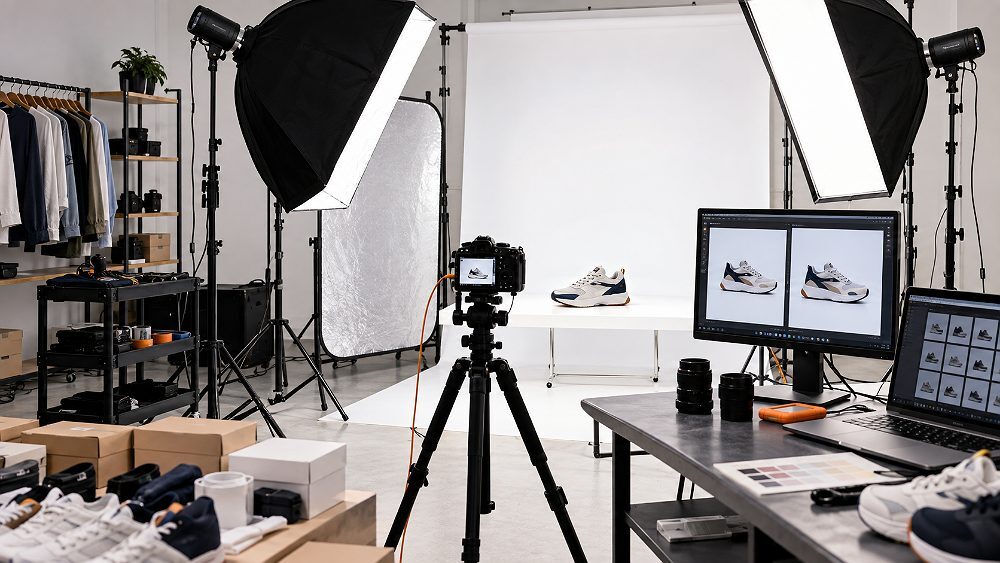 Behind the scenes of behind-the-scenes ecommerce catalogue shoot inside an Indian standard ecommerce photography studio