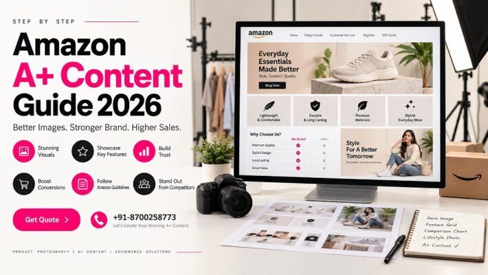 Editorial style Amazon A+ content module storyboard shot inside an Indian standard ecommerce photography