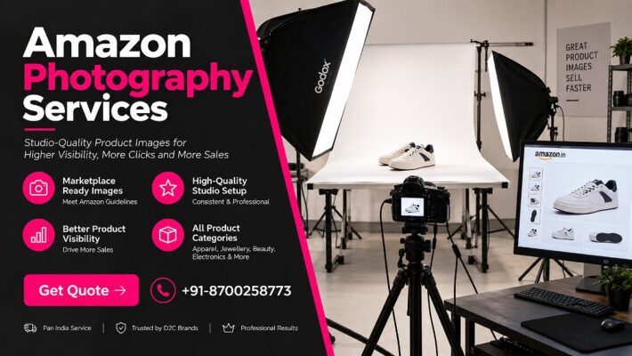 Amazon photography services setup inside an Indian standard ecommerce photography studio showing a white