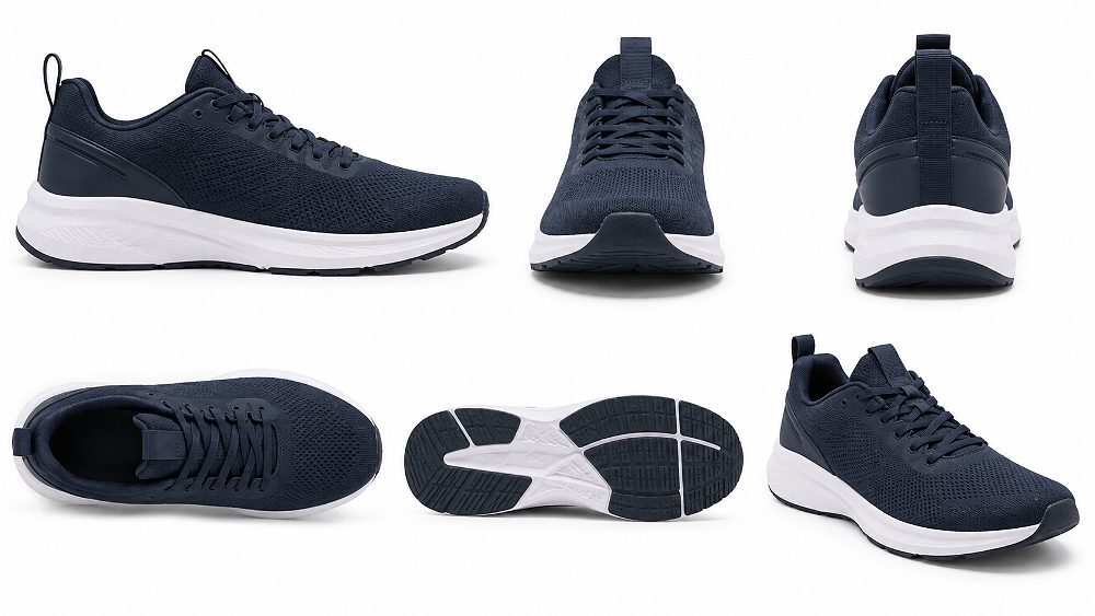 Behind the scenes of indian standard ecommerce photography studio footwear product photography showing outer side view,