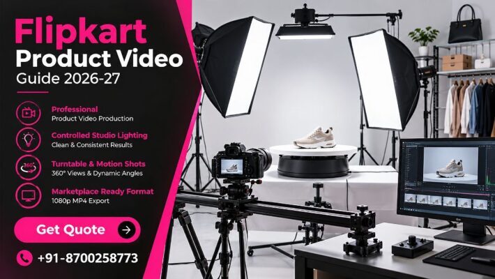 Flipkart product video production setup at Indian standard ecommerce photography studio showing controlled