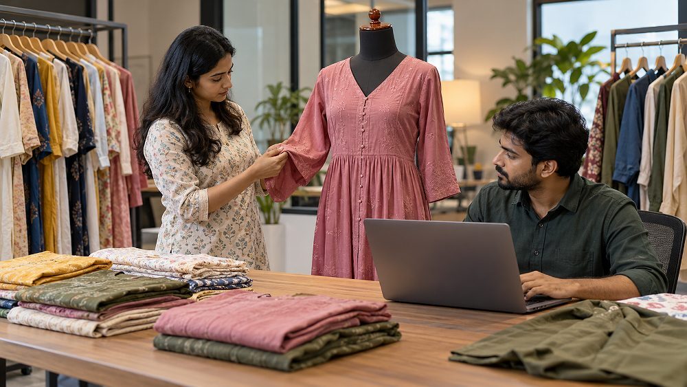 Behind the scenes of behind-the-scenes Myntra catalogue optimization workflow in an Indian standard ecommerce photography