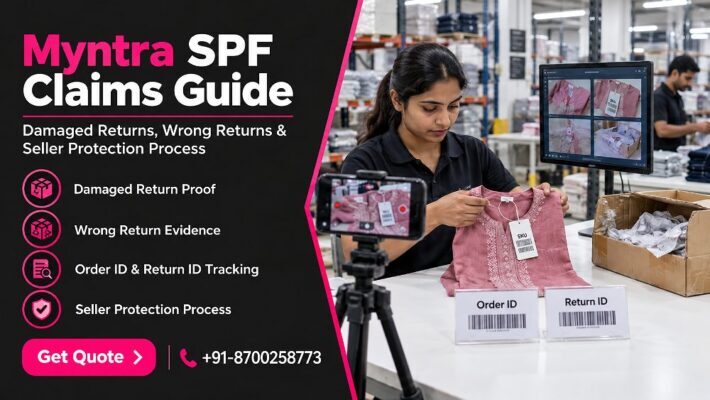 Myntra SPF Claims seller-protection workflow inside an Indian standard ecommerce photography studio,