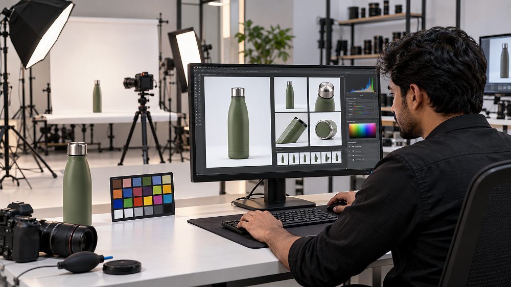 Behind the scenes of professional product retouching and colour-accuracy workflow inside an Indian standard ecommerce