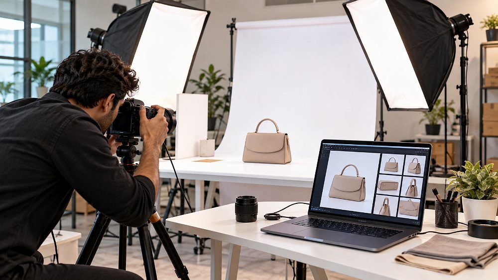 Behind the scenes of first Amazon product listing readiness workflow inside an Indian standard ecommerce photography