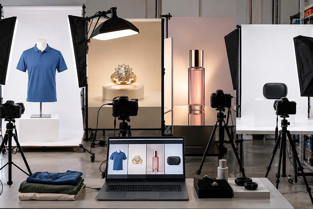Behind the scenes of multi-category Flipkart ecommerce photography reference from an Indian standard ecommerce photography