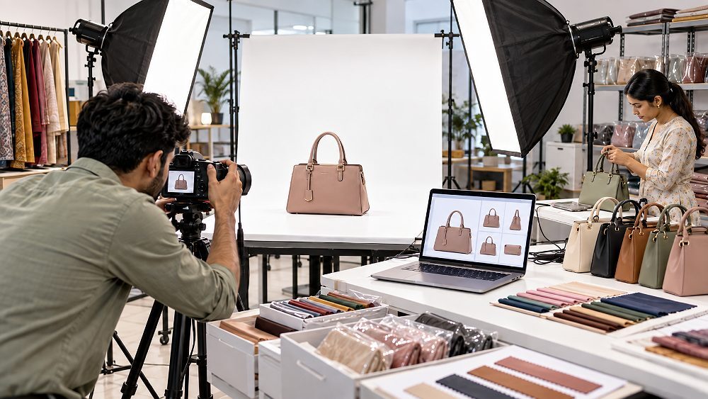 Behind the scenes of behind-the-scenes product image and SKU mapping workflow in an Indian standard ecommerce photography