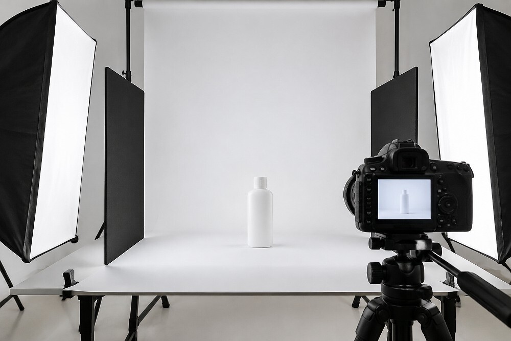 Behind the scenes of behind-the-scenes Flipkart white background photography scene inside an Indian standard ecommerce