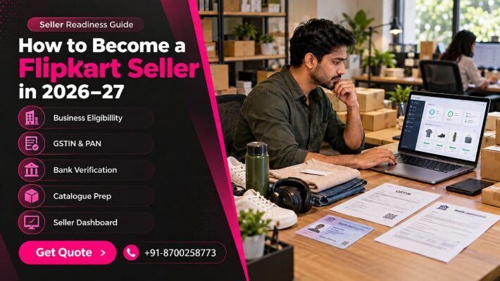 Editorial seller-readiness scene for how to become a Flipkart seller inside an Indian standard ecommerce