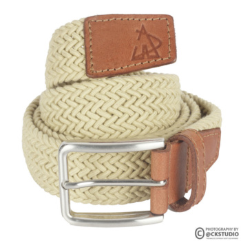 Ckstudio shot of a woven belt on a clean white background — Commercial Product Photography.