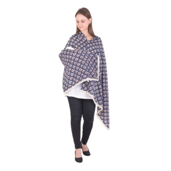 B) woman wearing patterned shawl on white background, E-Commerce Photography shot — Ckstudio