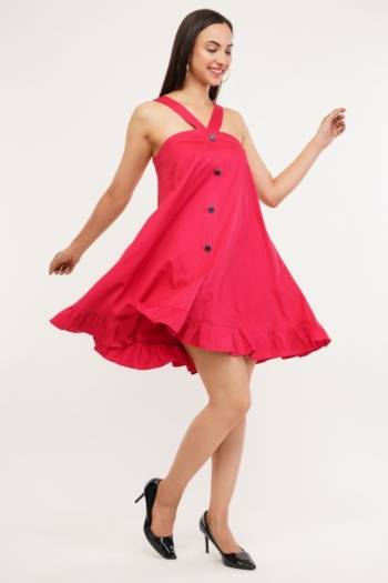 Ckstudio shot of model wearing red dress on white background, Commercial Product Photography