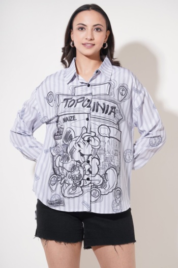 B) model wearing graphic shirt and black shorts, shot on white background — Ckstudio, Fashion Photography