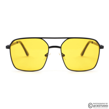 Ckstudio shot of stylish yellow sunglasses on a clean white background — Commercial Product Photography.
