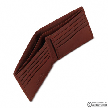 Ckstudio shot of a brown wallet on a clean white background — Commercial Product Photography.